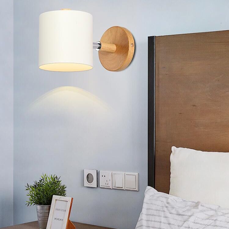 Nordic Style Solid Wood Wall Lamp 3-Colors Optional Macaroon Sconce Lights for Bedroom Living Room