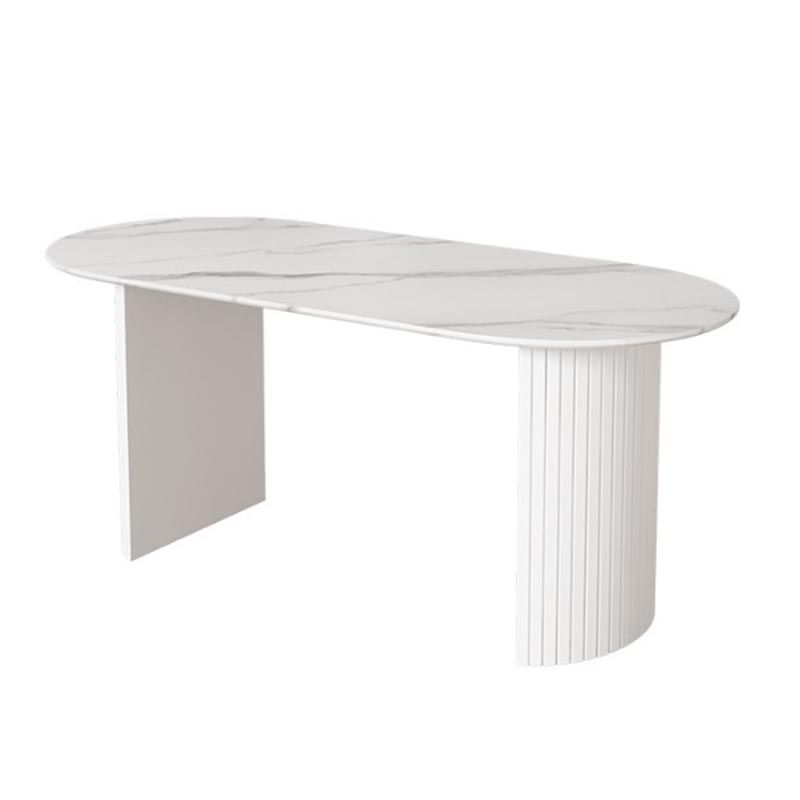 Modern Stone Top Dinette Table Metal Base Dining Table for Living Room