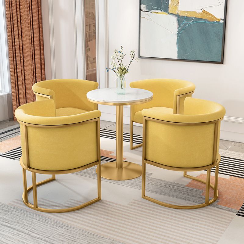 Parsons Velvet Arm Chair Velvet Gold Base Dining Chair for Dining Room