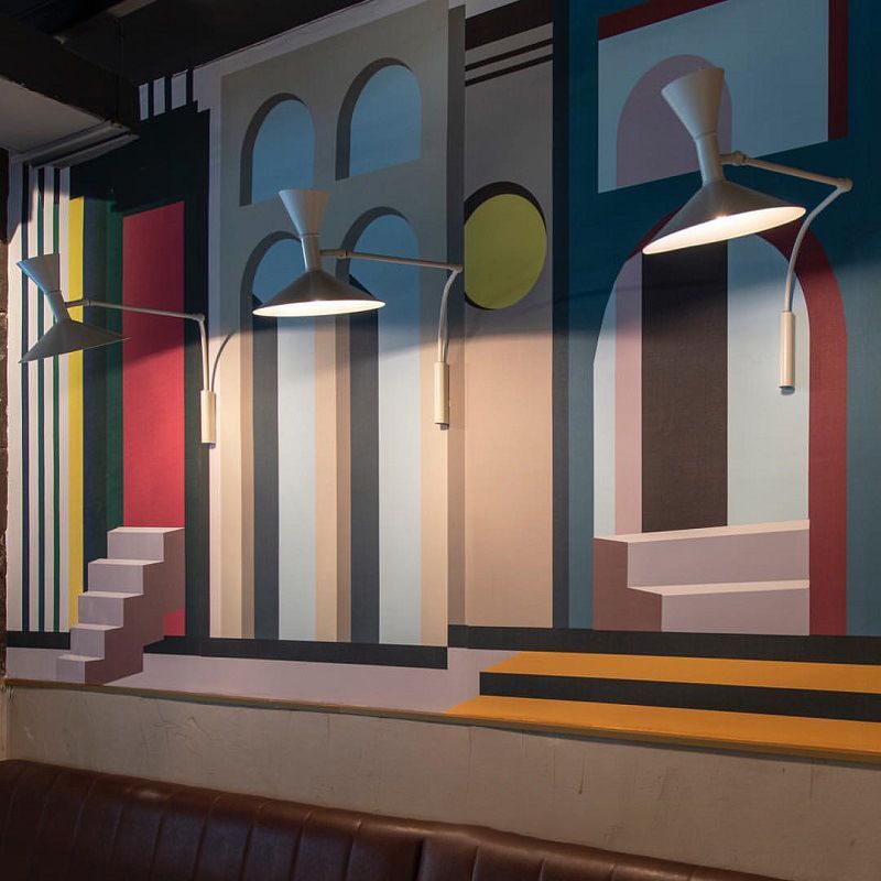 Modern Swing Arm Wall Sconce Cone Shape Wall Light with Metal Shade for Bedroom