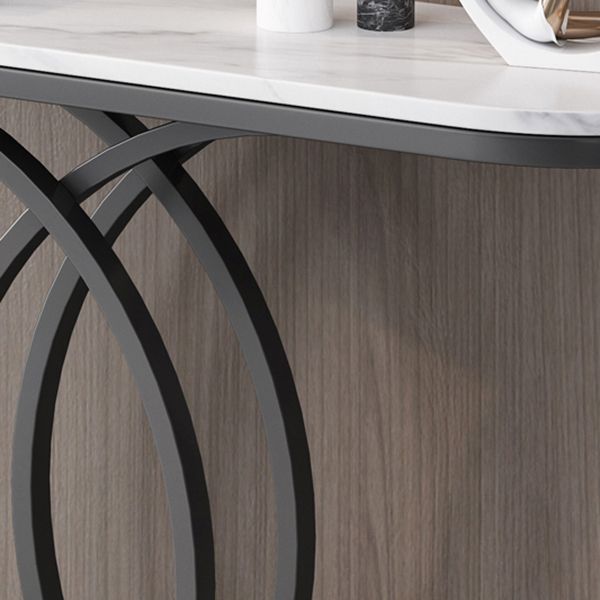 Glam Half Moon Console Table Iron Console Sofa Table for Hall
