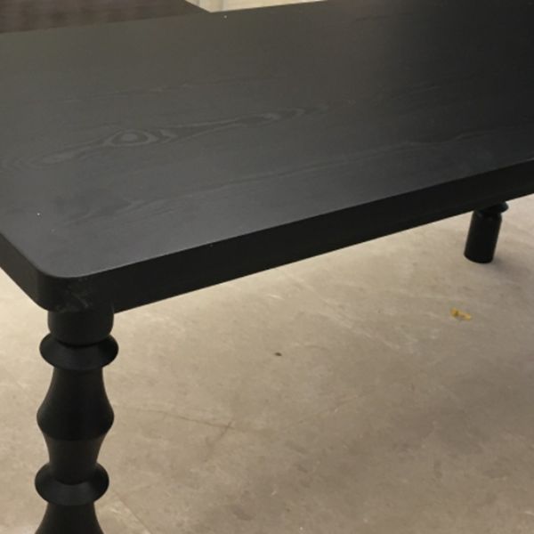 Rectangle Solid Wood Two-Color Dining Table Simplicity 4 Legs Table for Dining Room