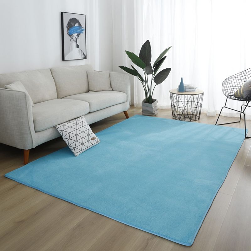 Simple Living Room Rug Multi-Color Solid Color Carpet Cotton Anti-Slip Backing Easy Care Indoor Rug