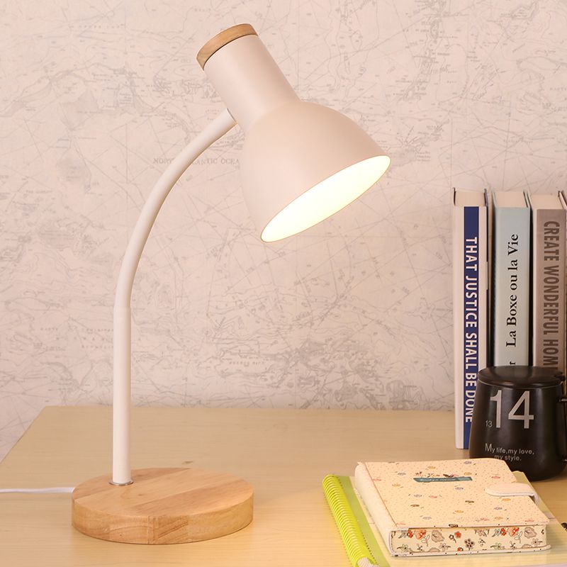 Modern Style Dome Table Light 1 Head Metallic Standing Table Lamp in Mystic Black/White for Study Room