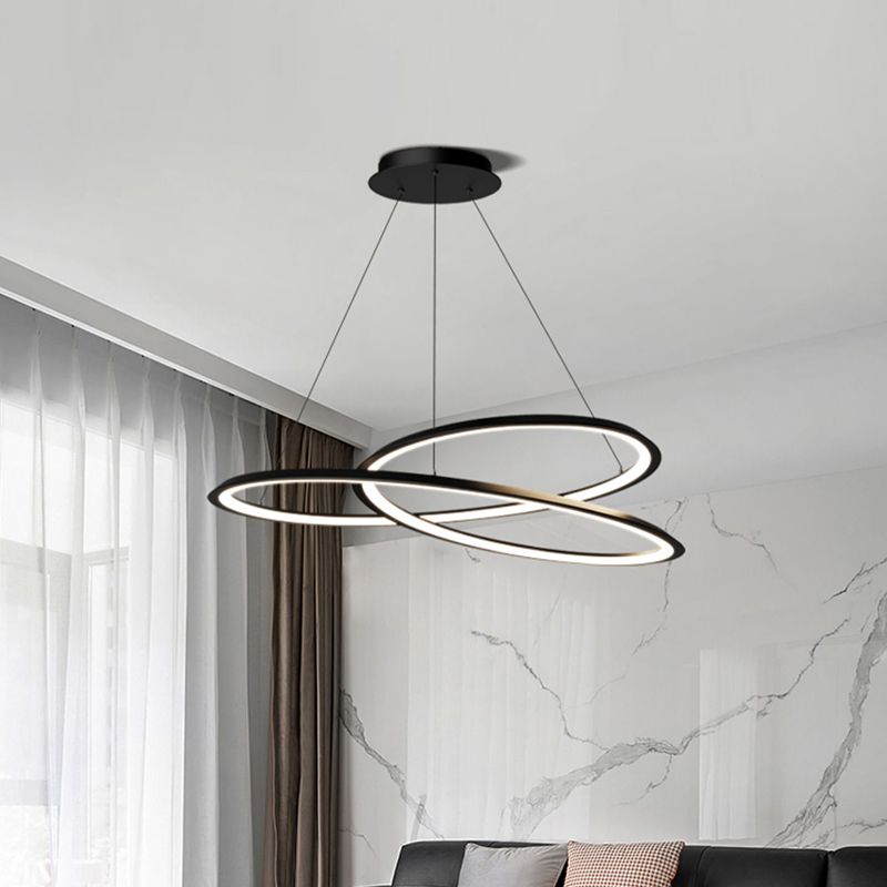 Twisting Shape Metal Chandelier Light Modern 1- Light Chandelier Lighting Fixture in Black