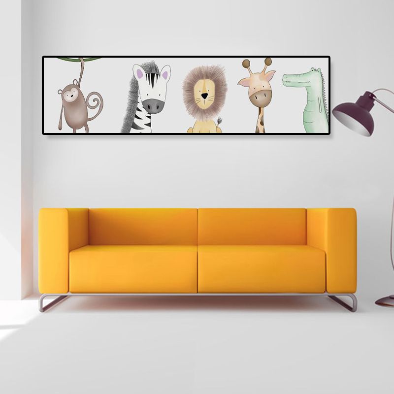 Dessin d'animaux sur toile, couleur Pastel, décoration murale de dessin animé pour chambre d'enfant
