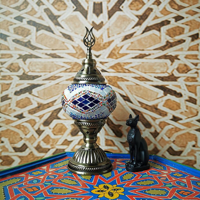 Vintage Moroccan Desk Lamp Turkish Style Glass Table Lamp Fixture for Bedroom