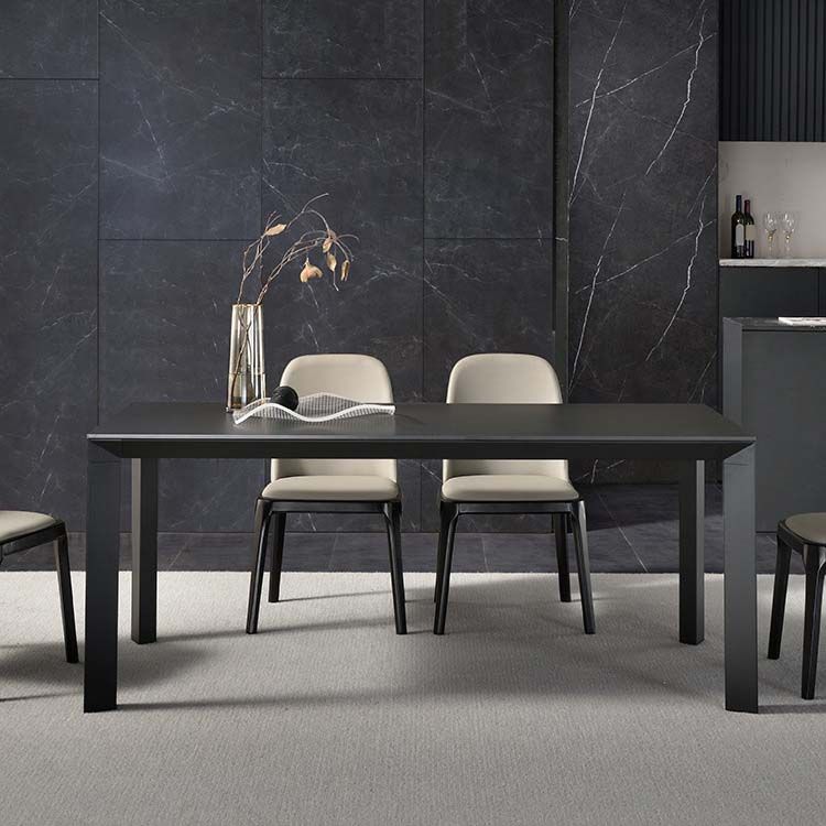 Industrial Dining Sintered Stone Table Dining Rectangle Table with Metal Legs for Home