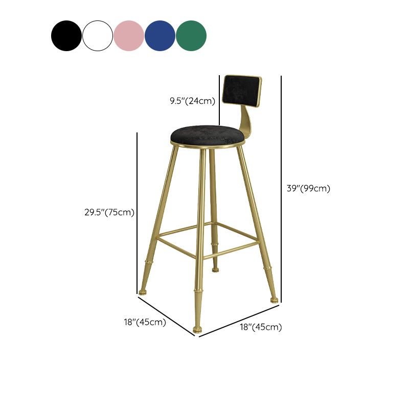 Contemporary Iron Counter Height Stools Armless Bar Stool with Black