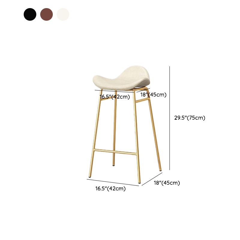 Faux Leather Bar Stools Glam Iron Backless Bar Stool with Footrest