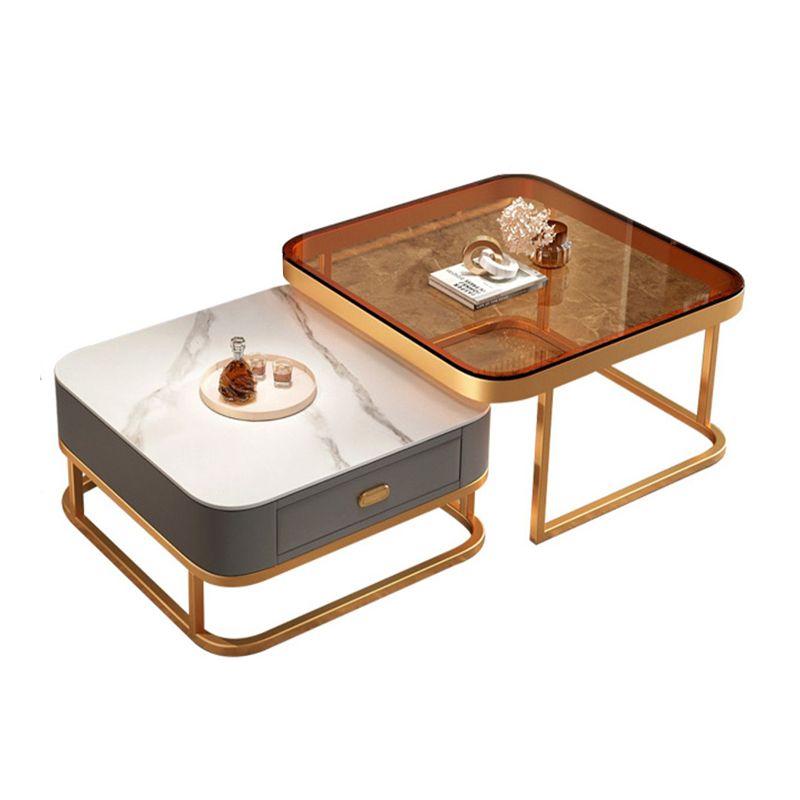 Slate Coffee Table Square 2 Nesting Coffee Table Set for Living Room