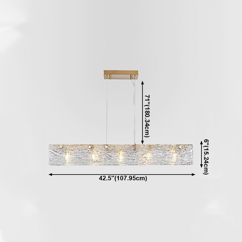 5-leichte Inselbeleuchtungsideen moderner Stil rechteckiger Form Glashängeleuchte