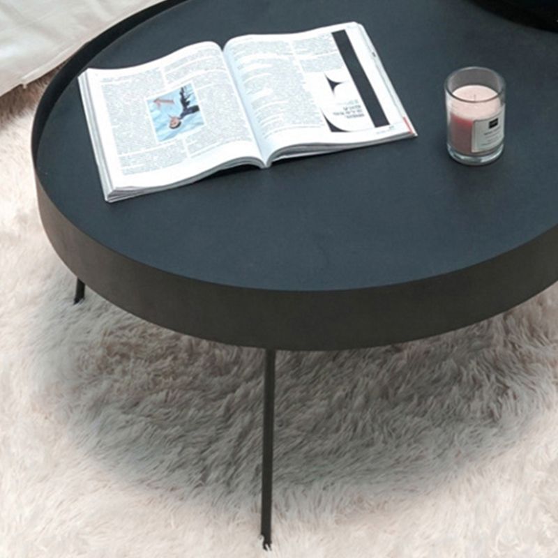Mid-Century Modern Coffee Table with 4 Legs and Iron Round Top