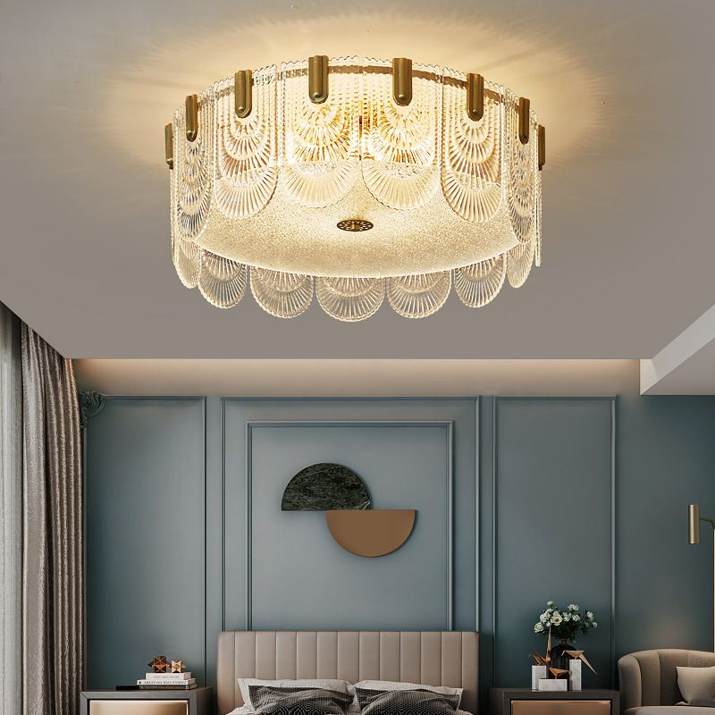 Modern Geometric Ceiling Light Glass Flush Mount Light for Living Room