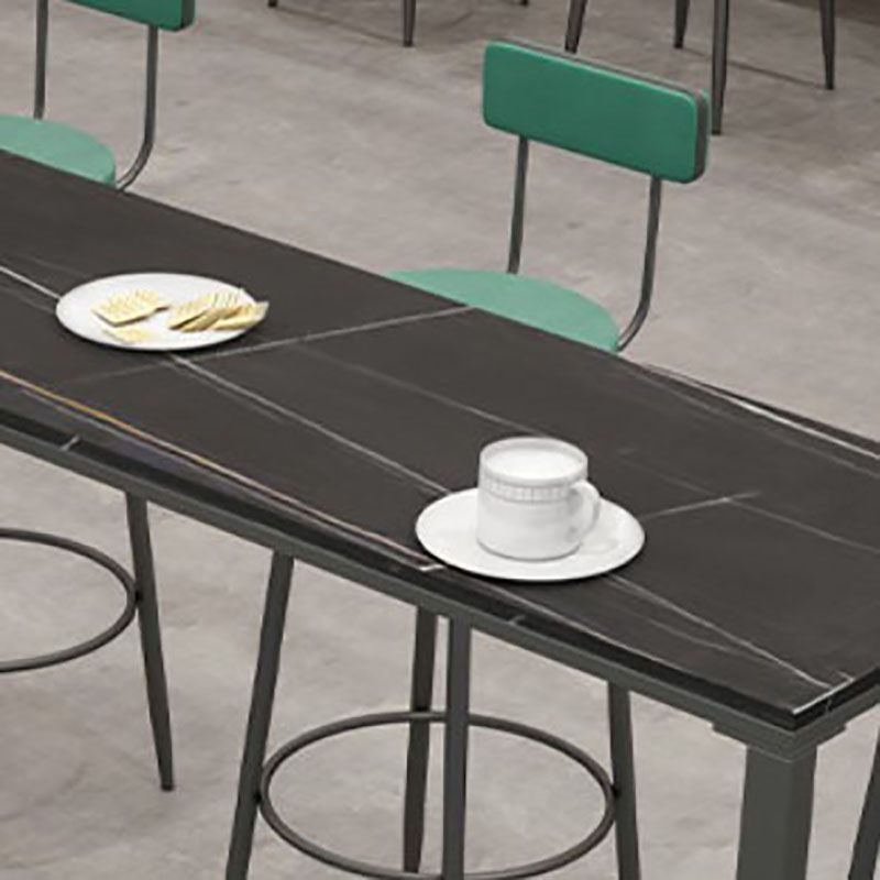 Industrial Rectangle Top Counter Table Marble Top 42-inch Height Bar Table