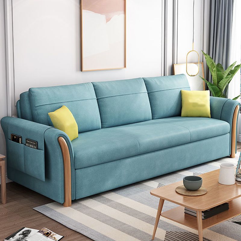 Flared Arms Futon Foldable Pillow Included Cushion Back Sleeper Sofa with Storage