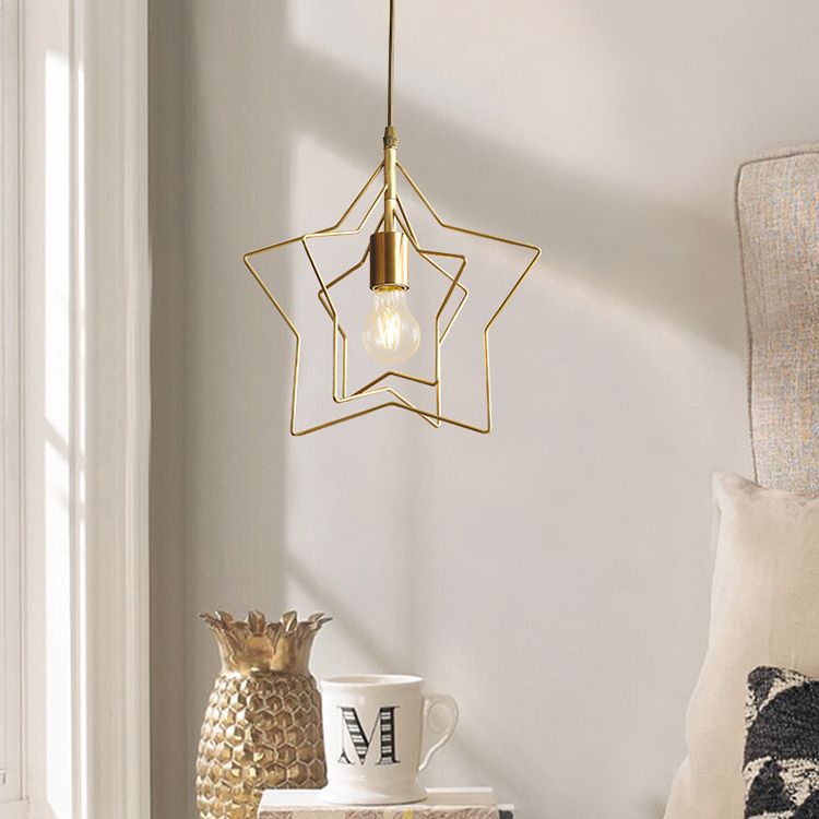 Pendre de style postmoderne en métal Forme d'étoile étoile Lumière pour café