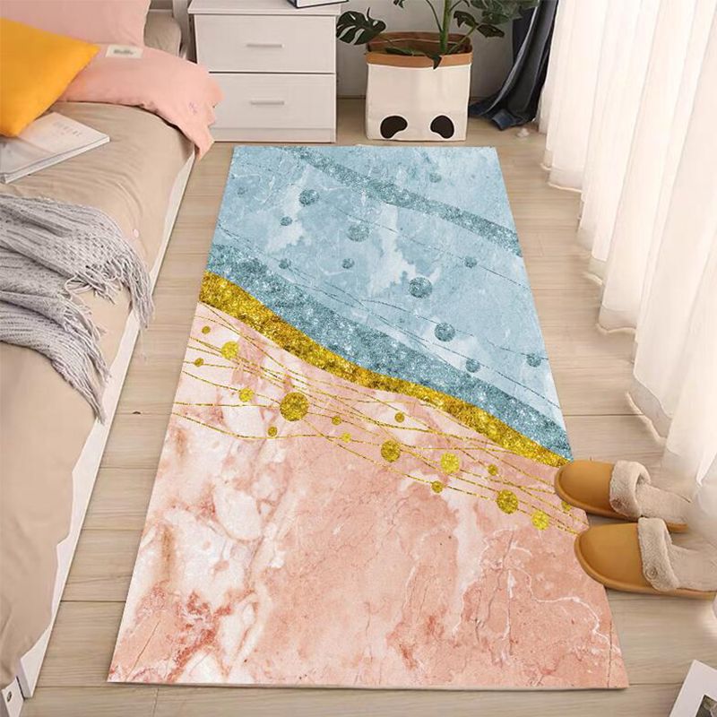 Gold Modern Rug Polyester Abstract Pattern Rug Washable Rug for Living Room