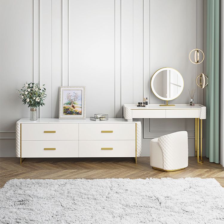 White Make-up Vanity 17.71" Wide Makeup Vanity Desk Table with 6 Drawers