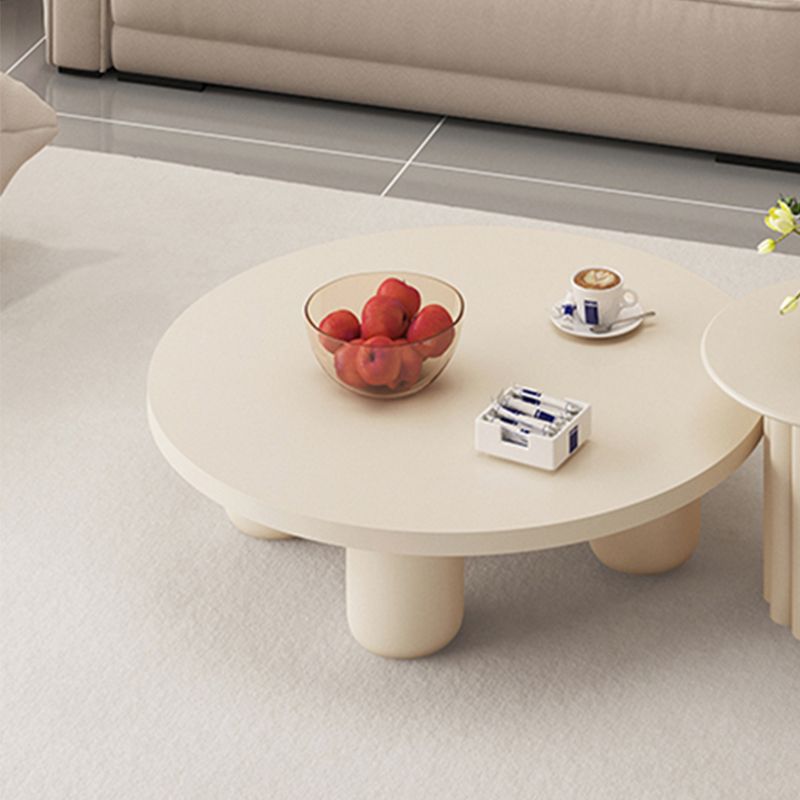 Modern Artificial Wood Coffee or End Table Round Coffee Table in Beige