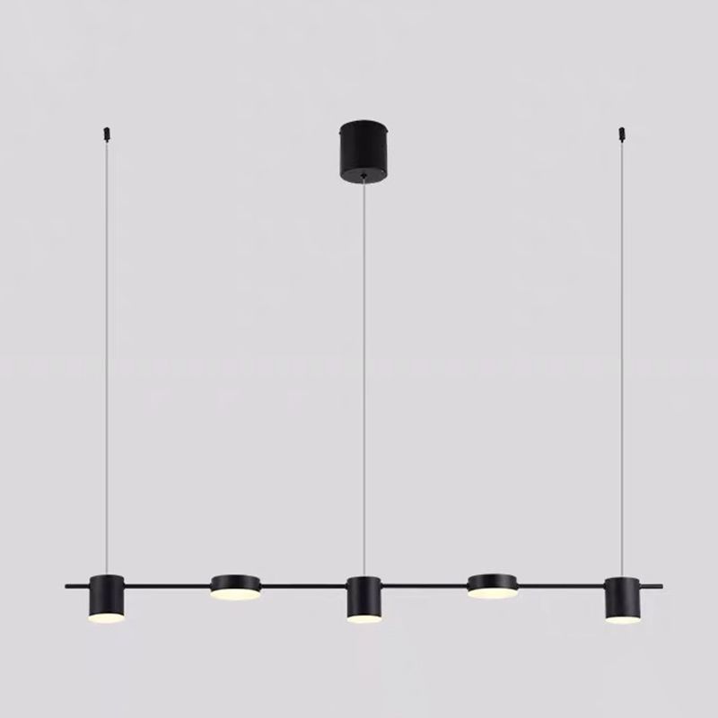 Minimalist Linear Island Lighting Metal 5-Light Dining Room LED Hanging Pendant Light