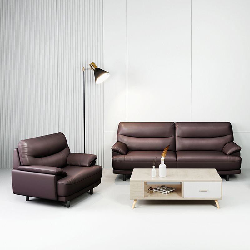 Stain Resistant Leather Pillow Top Arm Biscuit Back Settee Couch