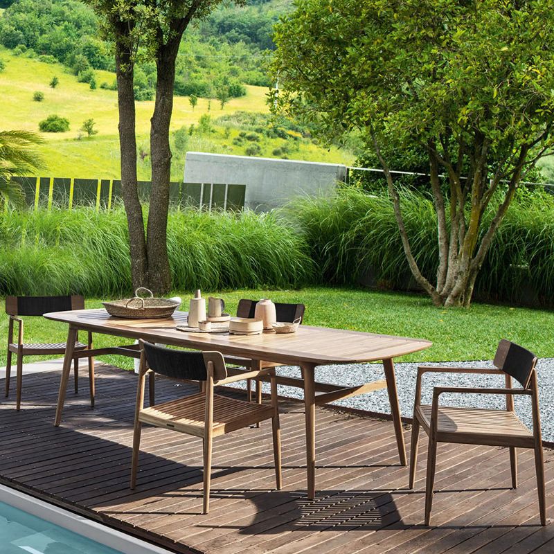 Bohemian Style Solid Wood Dining Table Set 1/4/5 Pieces Dining Table Set for Outdoor