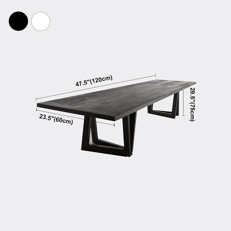 Industrial Pine Wood Table for Restaurant Rectangle Dining Table with Double Pedestal Base