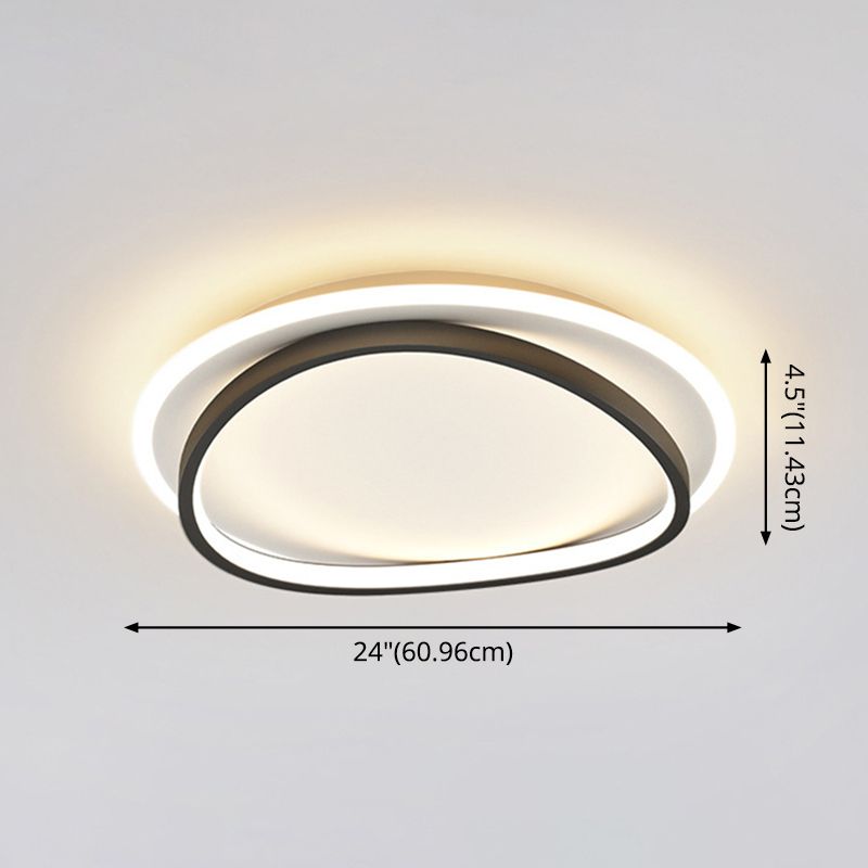 Modern Minimalist Double Round Flush Mount Light Metal LED Bedroom Flush Ceiling Light