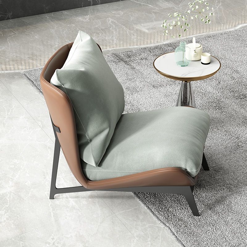 Fixed Back Pillow Lounge Chair Fabric Seat Chair with Black Legs