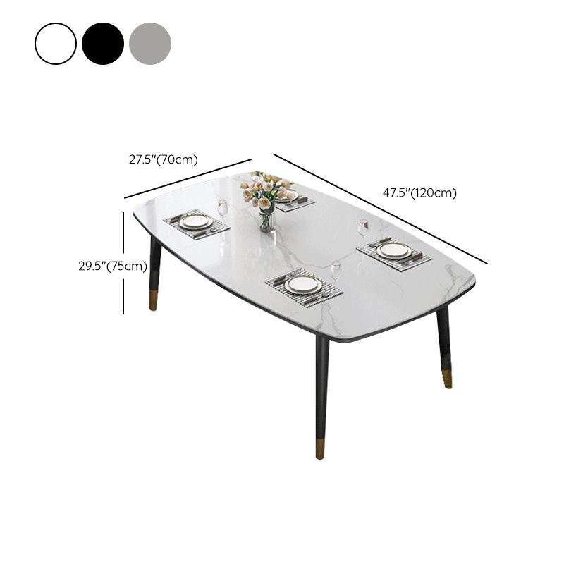 Glam Style Rectangle Dining Table Stone Top Dining Table with 4 Legs