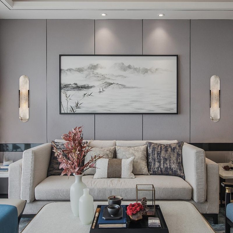 2 Bulbs Bar Flush Mount Colonial Gold/Black Marble Wall Sconce Lighting for Dining Room