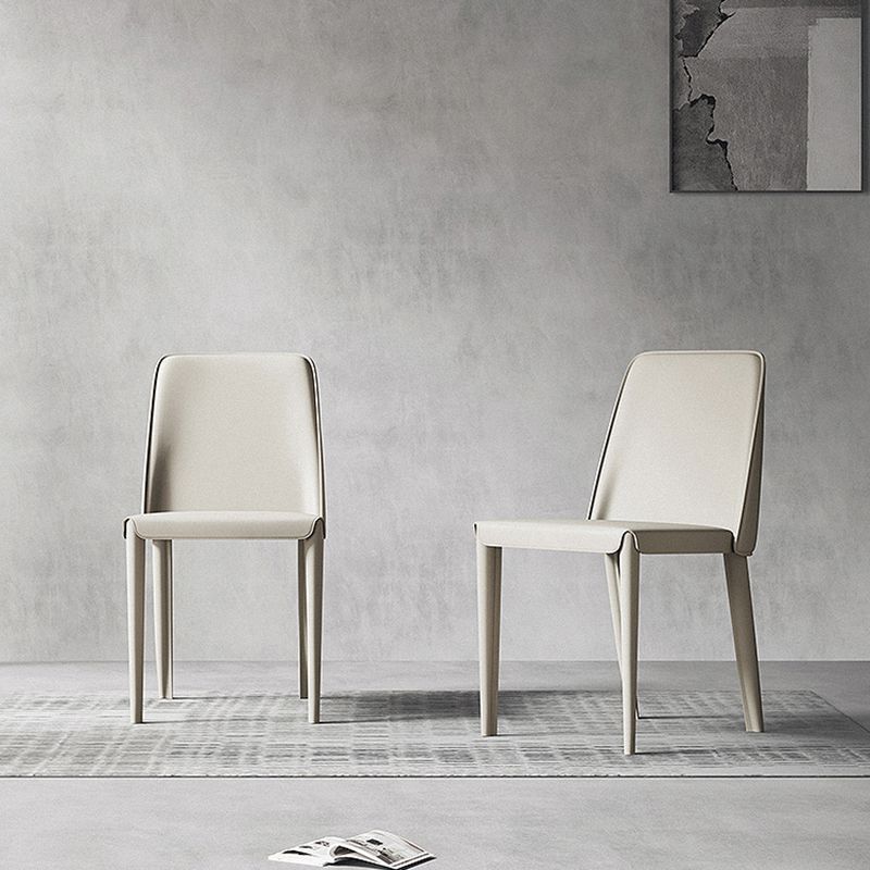 Sillas de comedor de cuero contemporáneas, silla con respaldo sólido sin brazos para cocina