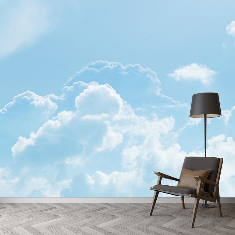 Cloud Sun Contemporary Sky Mural Mildew Resistant Wallpaper for Home Decor