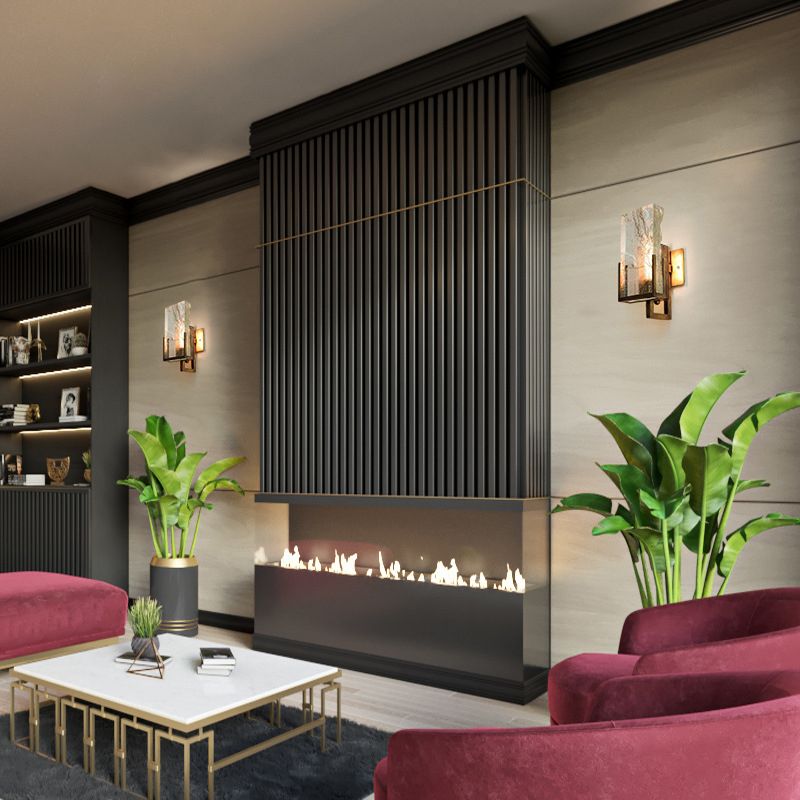 Lámpara de pared de latón de cristal en el moderno estilo de pared de hierro electroplacado de estilo lujoso para espacios interiores