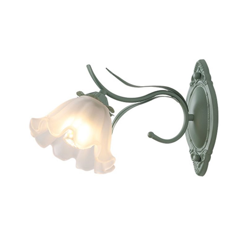 Iron and Glass 1 / 2 - Light Bath Sconce in Green & White Bathroom Vanity Lighting