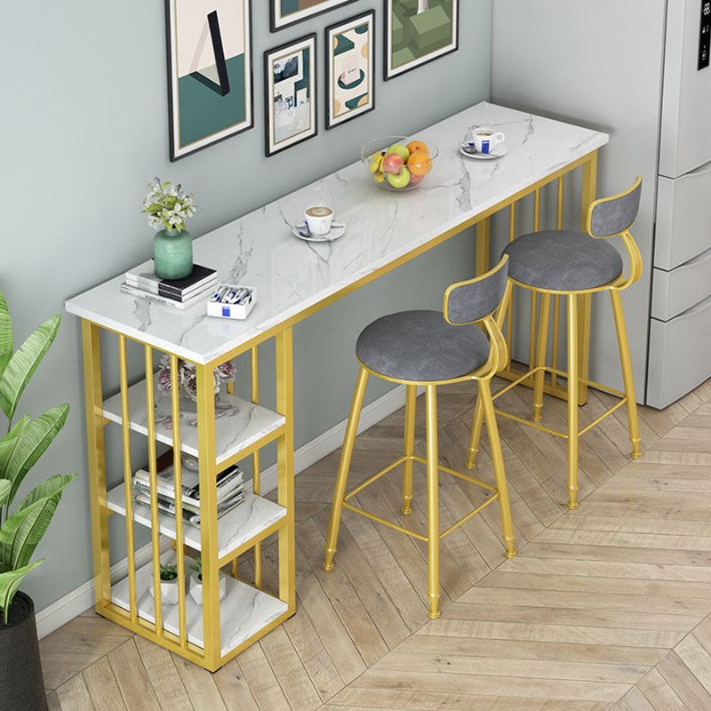 Modern Style Bistro Bar Table Rectangle Wine Rack Bar Table for Living Room