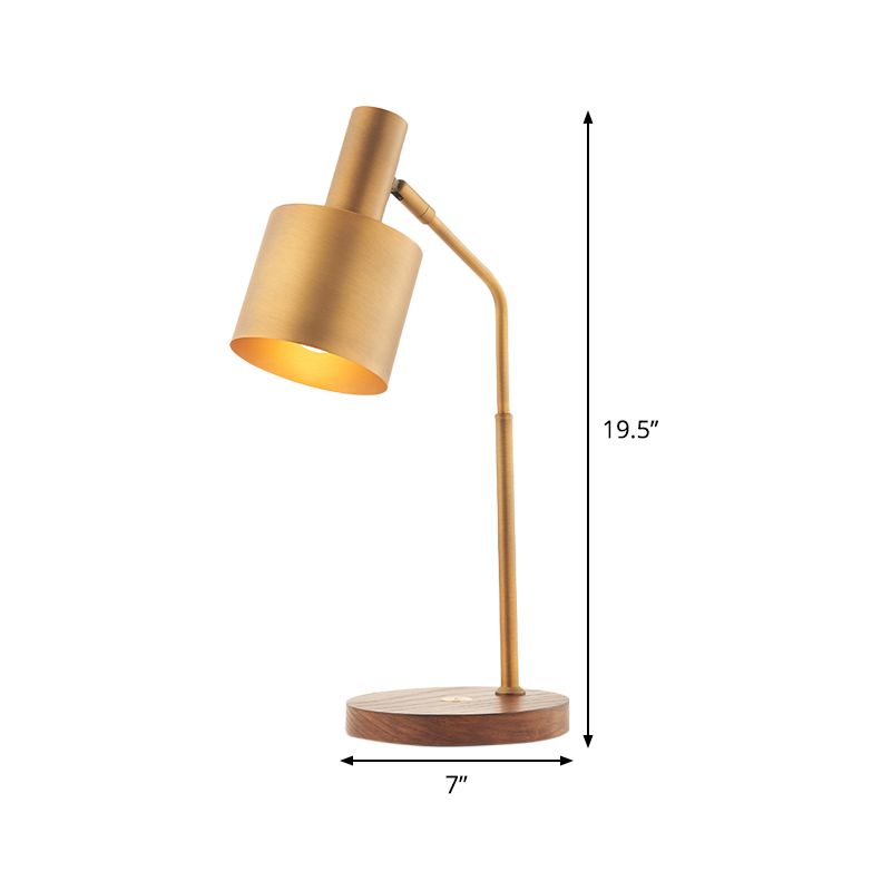 Lampada da notte minimalista a 1 lampadina Illuminazione da comodino a tamburo in ottone con paralume in metallo per sala studio
