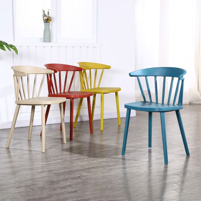 Contemporary Style Windsor Back Side Chair Plastic Dining Chair for Home