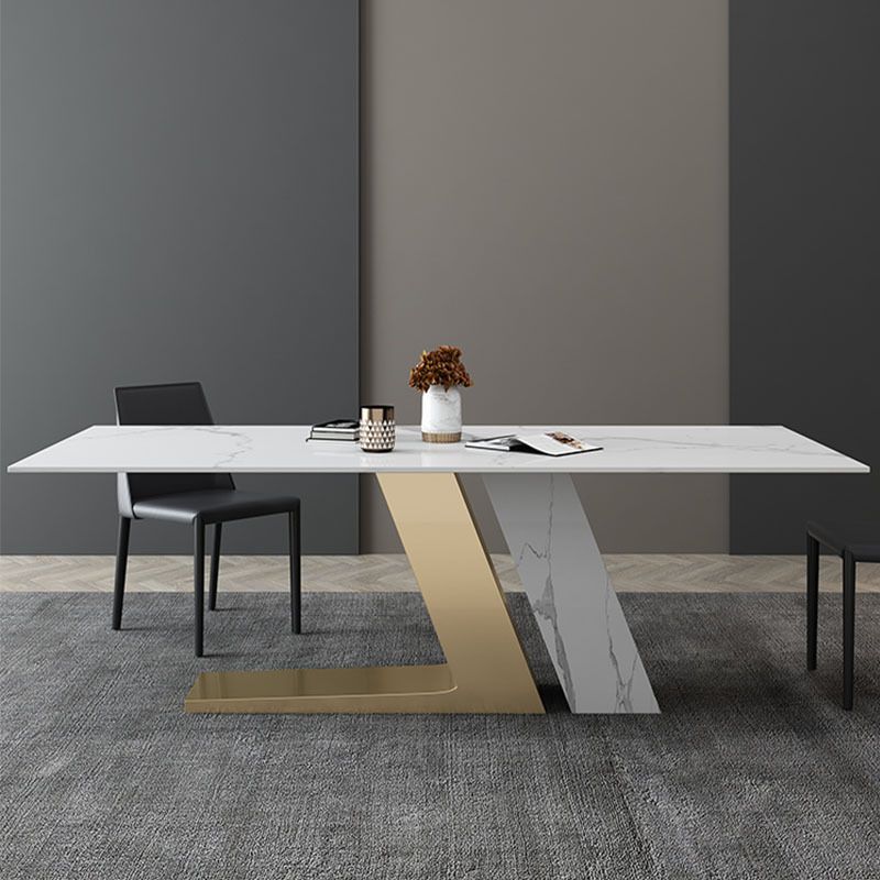 Nordic Sintered Stone Top Dining Set Rectangle 1/3/4/5/6/7 Pieces Dining Table with Chairs