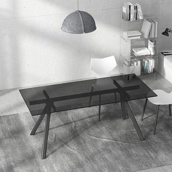 Simplicity Style Rectangle Glass Dining Site Table with 4-foot