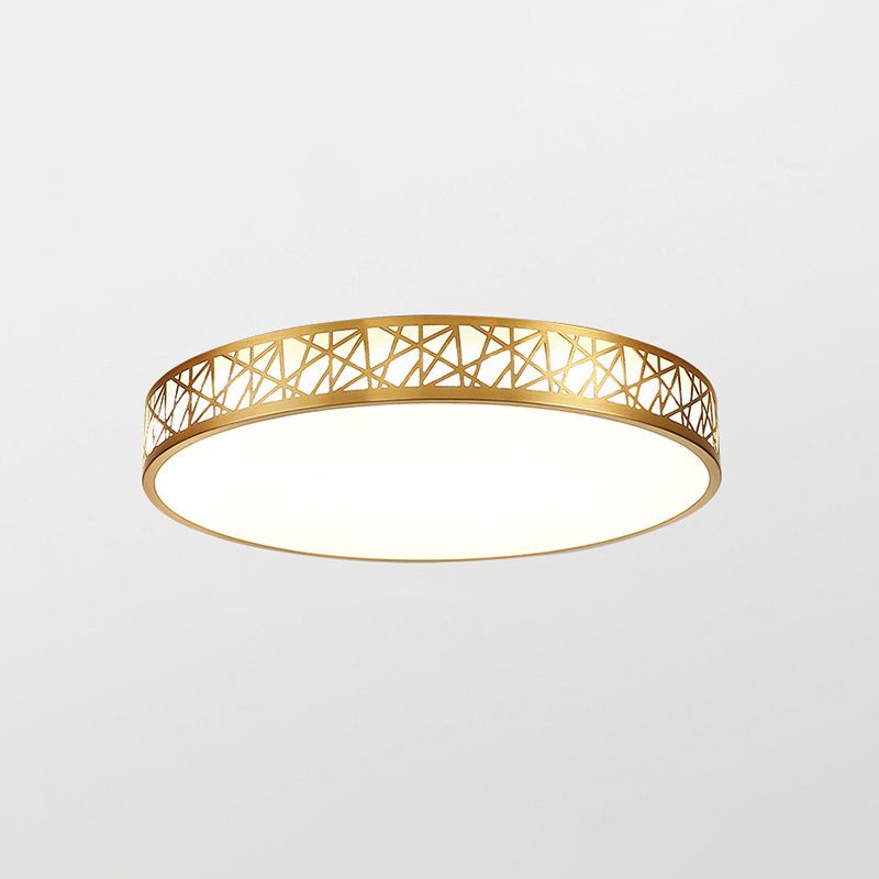 Brass Geometric Shaped Ceiling Light Minimalist Acrylic LED Flushmount with Nest Design