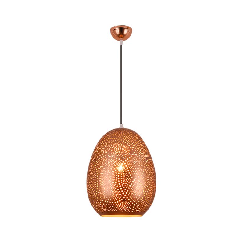 Urn Pendant Lamp Decorative 1 Head Metal Ceiling Hanging Light in Rose Gold, 8"/12" Wide