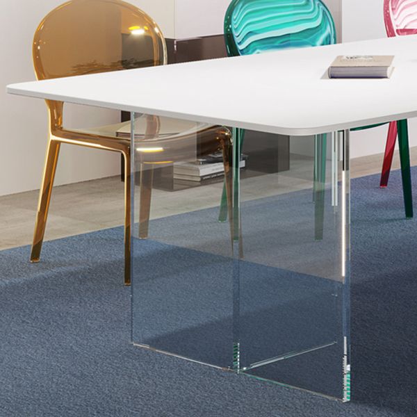 Modern Dining Table with White Stone Rectangle Dining Table for Kitchen