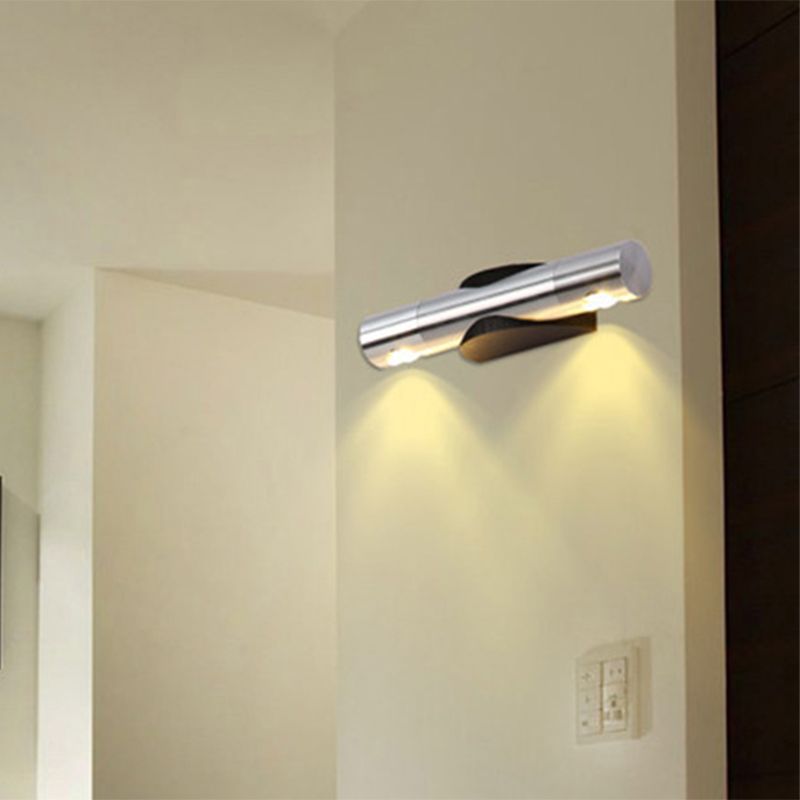 Luminaire mural de salon à 2 légers avec tube lampe murale noire / argent en aluminium dans un éclairage chaud / blanc