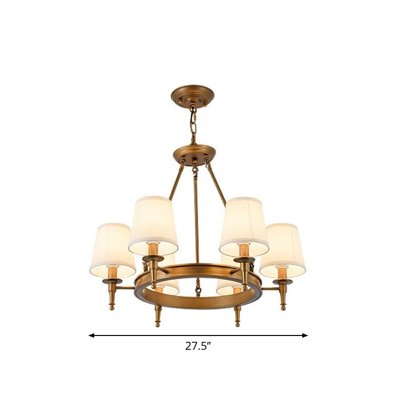 Tapered Ceiling Suspension Lamp Simplicity Fabric Chandelier Lighting for Living Room