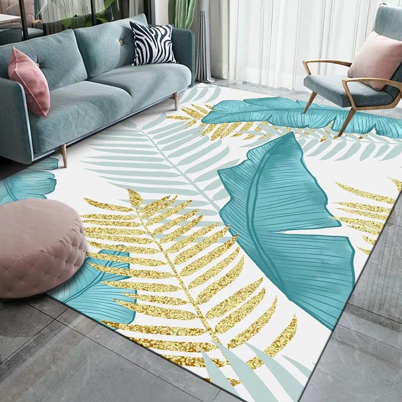 Light Gray Modern Rug Polyester Abstract Print Rug Non-Slip Backing Rug for Home Decor