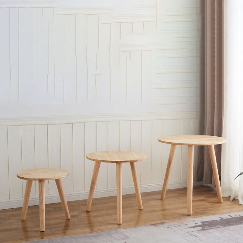 Contemporary Style Side End Table Solid Wood Round Sofa Side Accent Table
