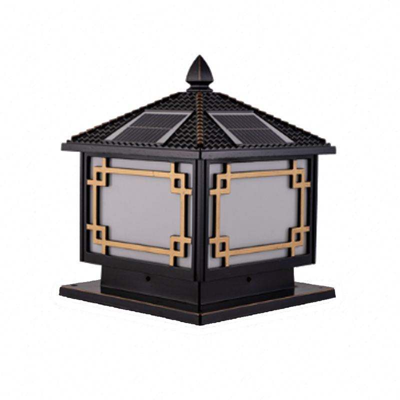 Contemporary Pillar Light Metallic LED Solar Lighting Fixture for Garden