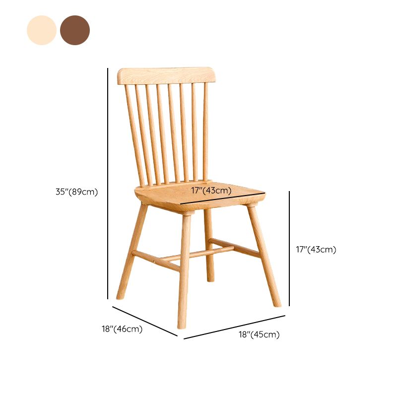 Modern Armless Backrest Chair with Rubber Wood Legs for Dining Room
